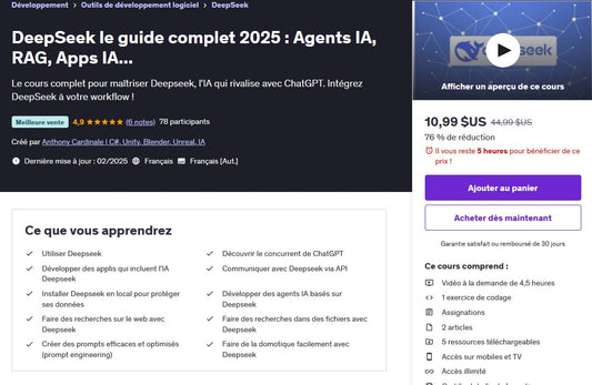 DeepSeek le guide complet 2025 : Agents IA, RAG, Apps IA...